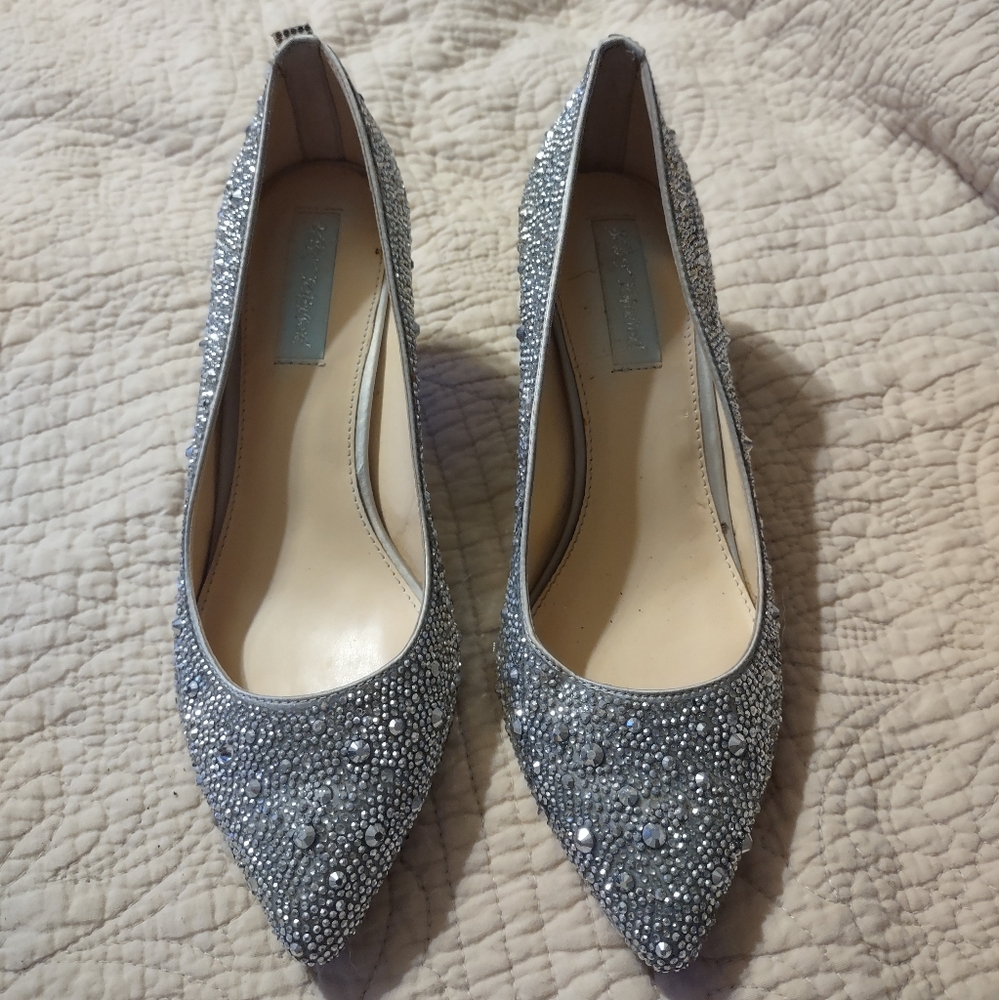 Betsey Johnson Silver Crystal Embellished Pointed Toe Heels
